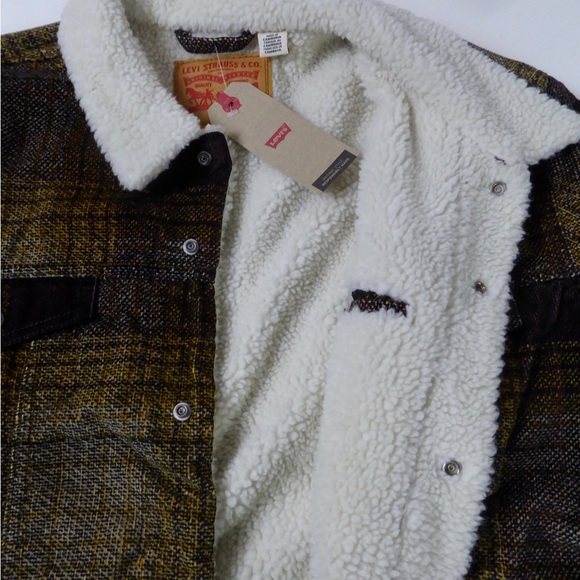 Levi’s Plaid Corduroy Faux Sherpa Lined Trucker Jacket NWT - Picture 5 of 9